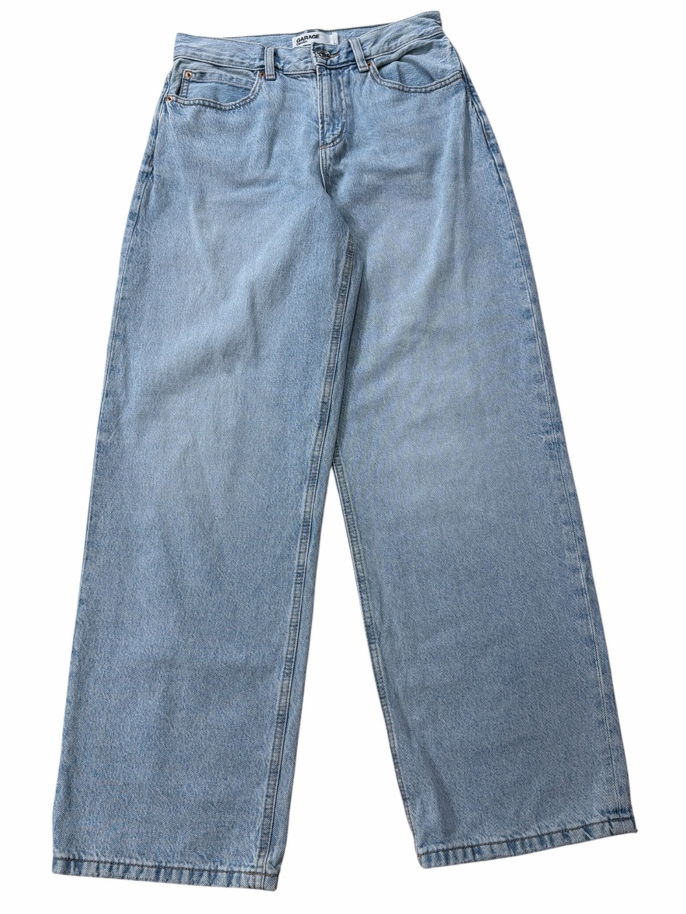 Garage Clothing Low Rise Baggy Wide Leg Denim Jeans Light Blue Wash